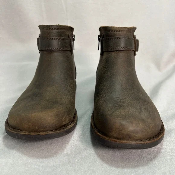 Merrell Andover Bluff Brown Waterproof Leather Ankle Boots Buckle Zip J17484 6